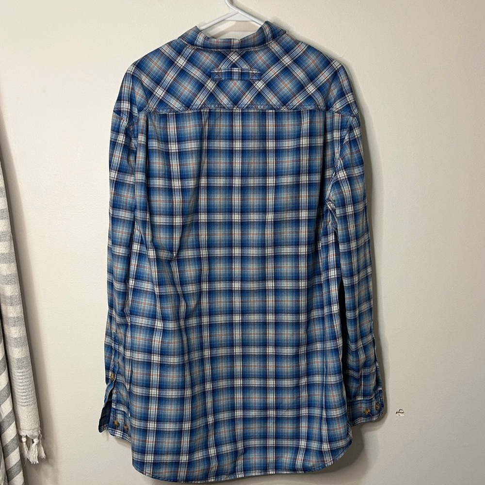 Duluth Trading Co Blue and White Plaid‎ Button Down Shirt men’s size L-tall - Picture 5 of 5